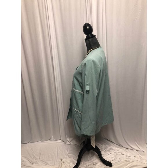 Lana Lee Jacket Womens Size 12 Petite Green Pockets Button Front Blazer NEW - Picture 3 of 6